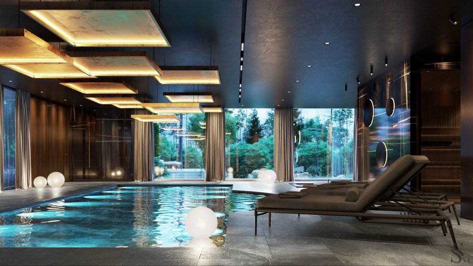 Интерьер помещения с бассейном