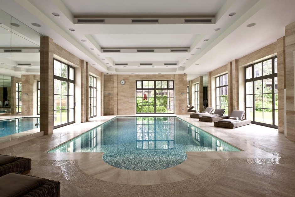 Отделка помещения с бассейном