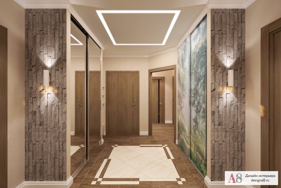 Интерьер прихожей в трехкомнатной квартире