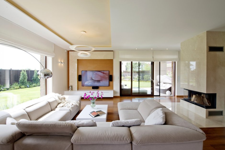 Интерьер гостиных в одноэтажном доме