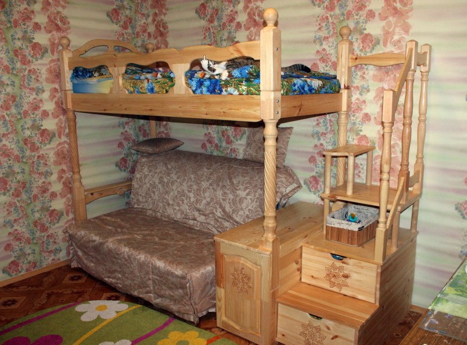 Двухъярусная кровать из массива сосны Биг Бен 80-190