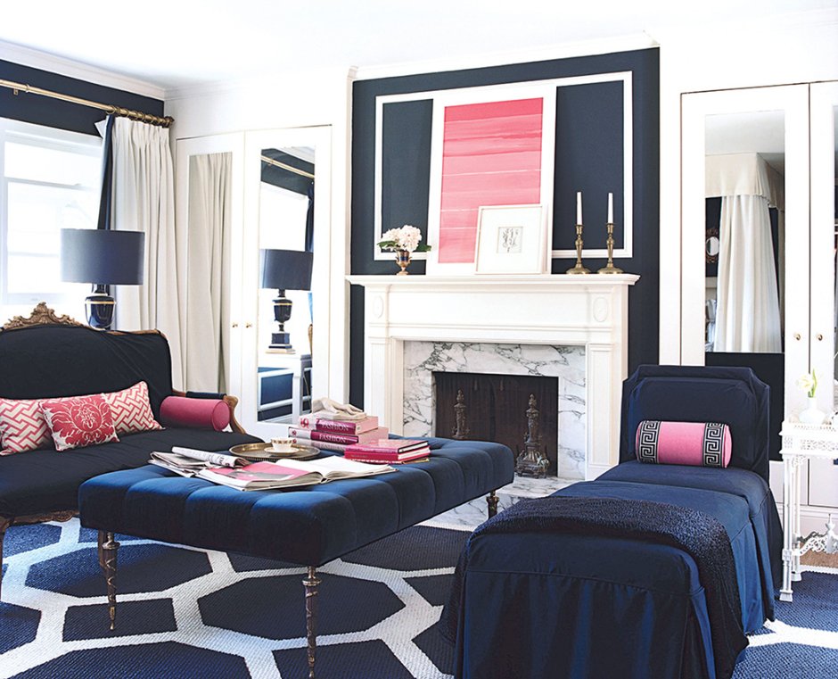 Сочетание синего и розового в интерьере