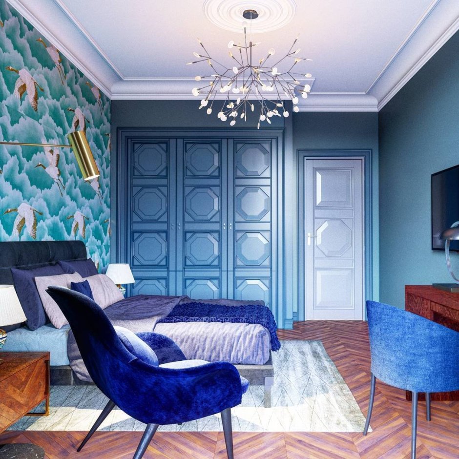 Синий интерьер