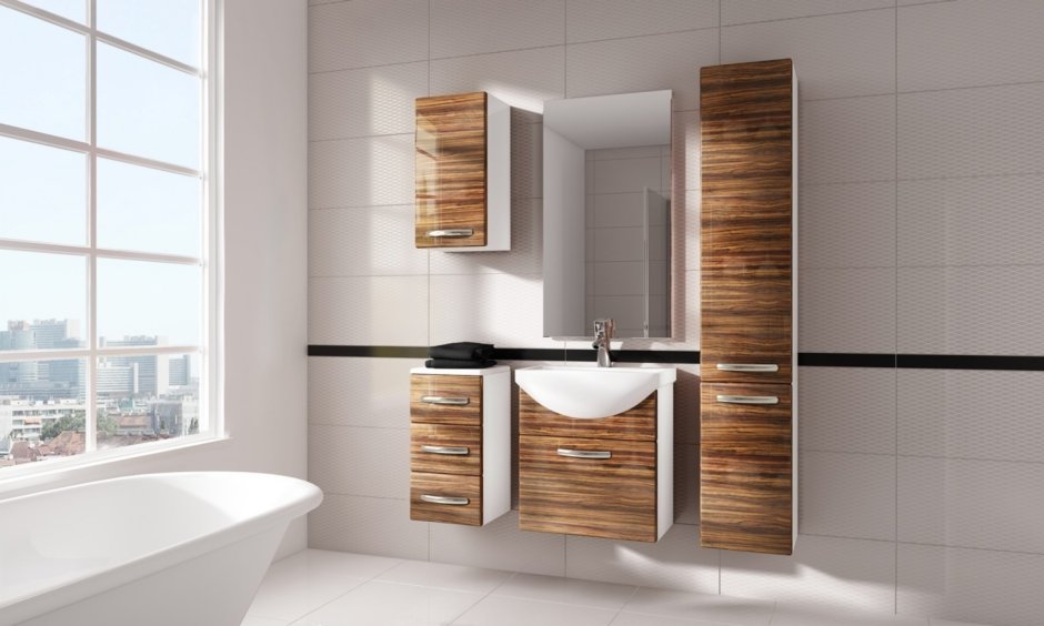 Мебель в ванной под дерево