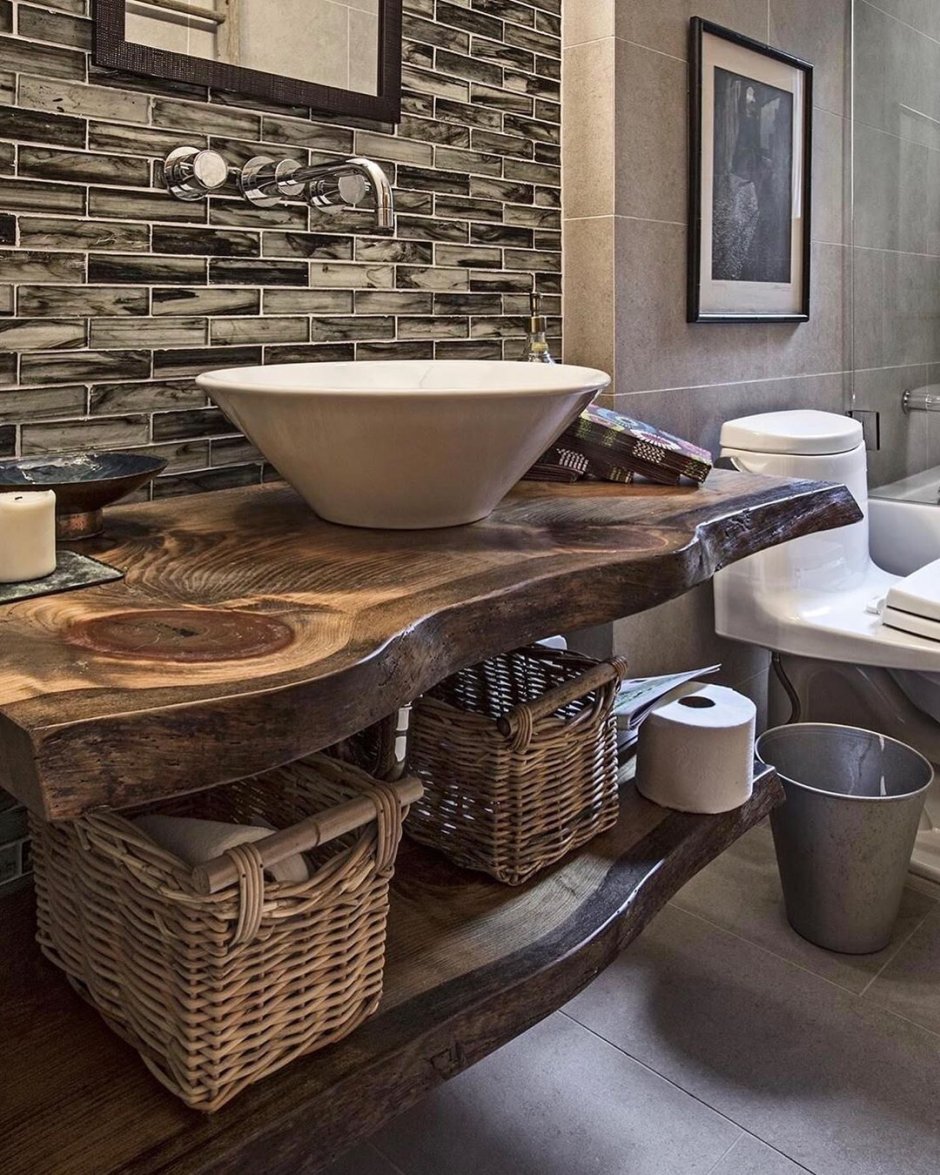 Столешница из дерева в ванную под раковину