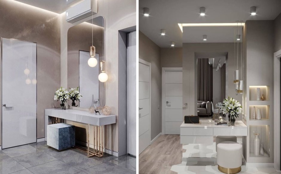 Прихожая с зеркалом в современном стиле