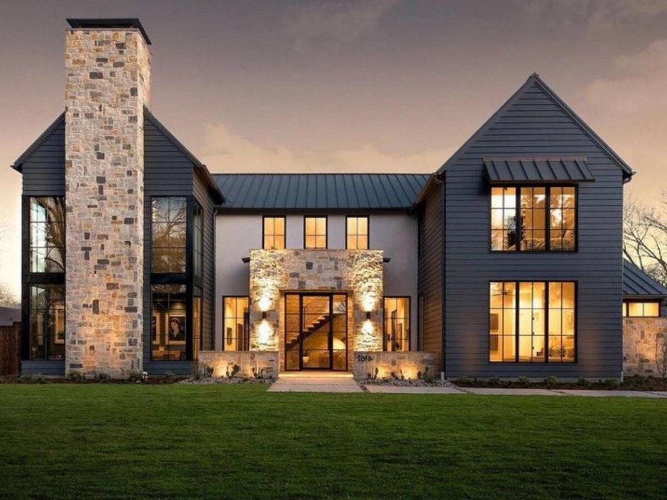Фармхаус стиль дом экстерьер