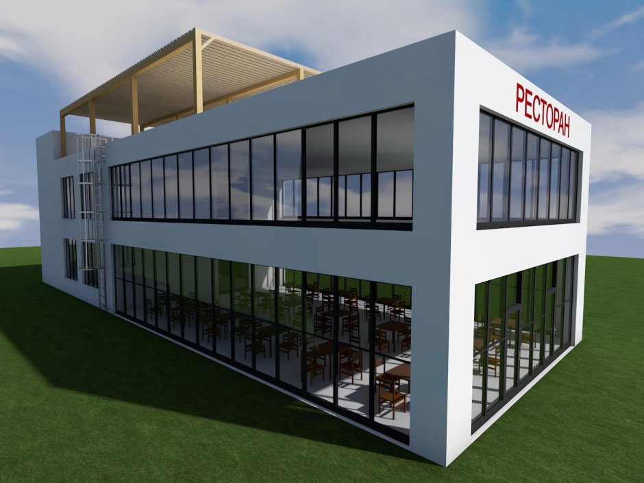 Фасад одноэтажного магазина