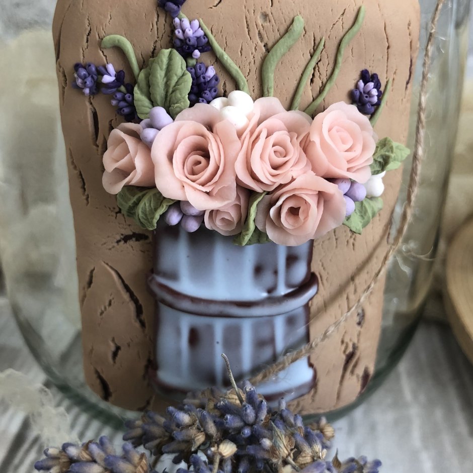 Декор банок полимерной глиной