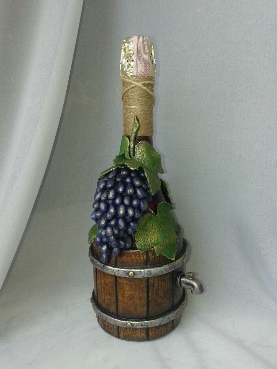 Украшение бутылок полимерной глиной