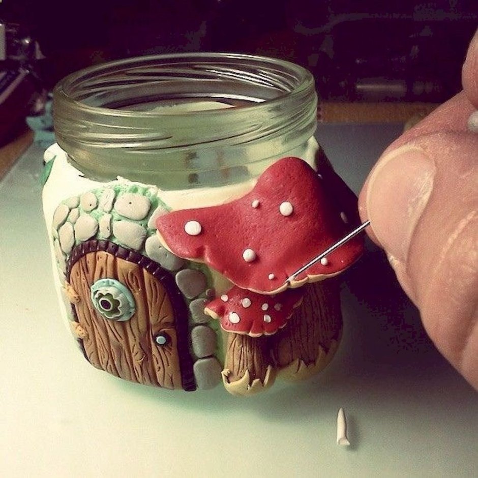 Декорирование банок полимерной глиной