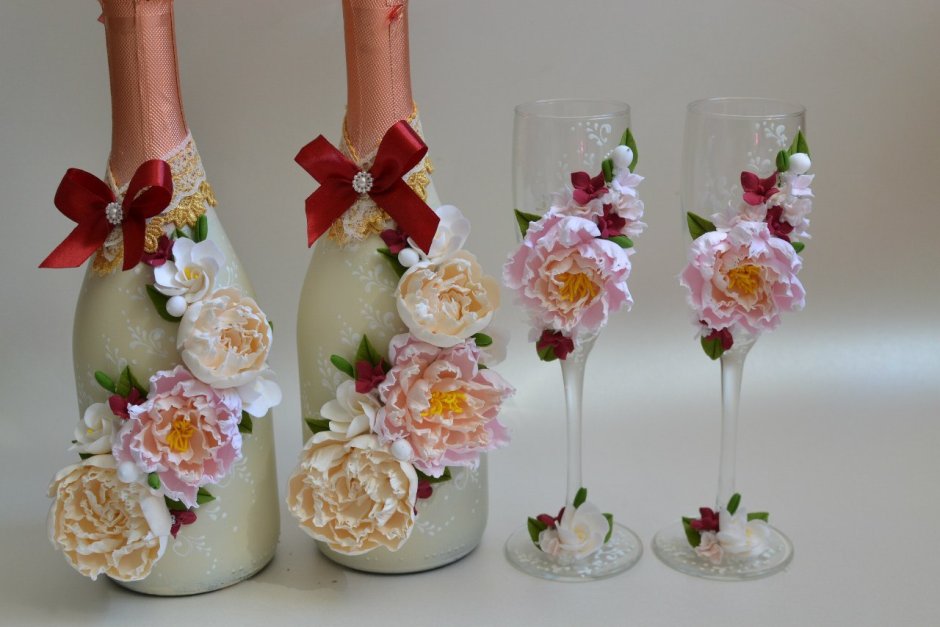 Украшение бутылок фоамираном