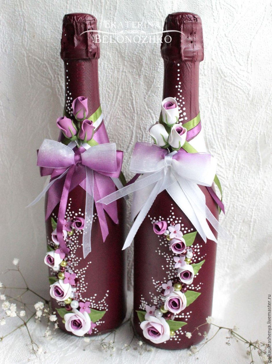 Украсить бутылку цветами