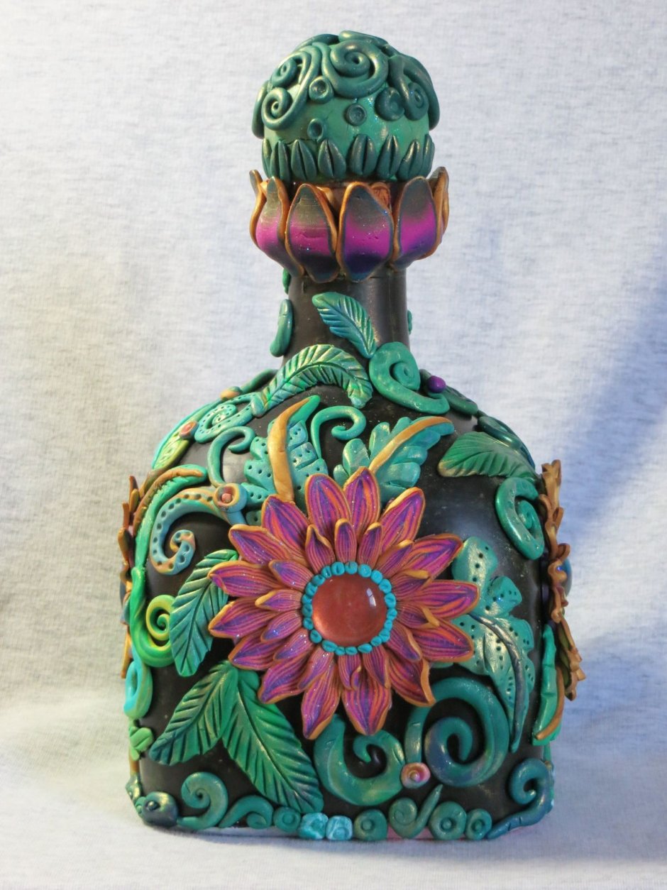 Бутылки декорированные полимерной глиной