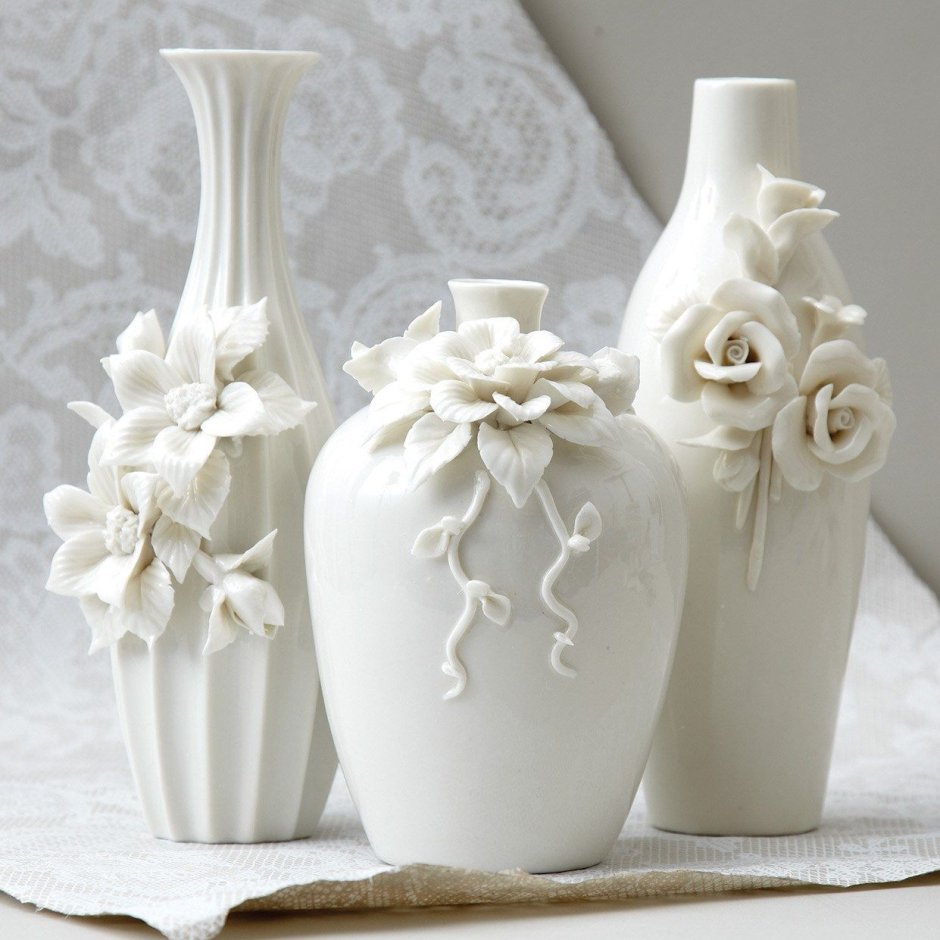 Вазы декорированные холодным фарфором