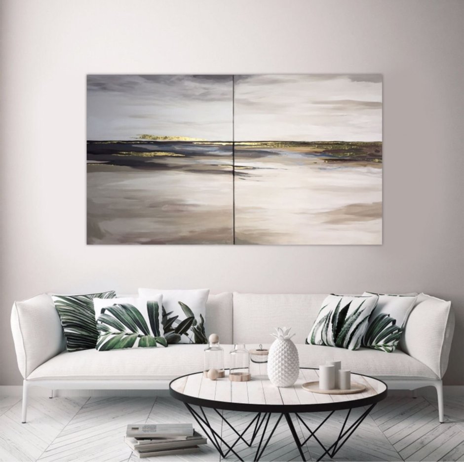 Картины с листьями в интерьере