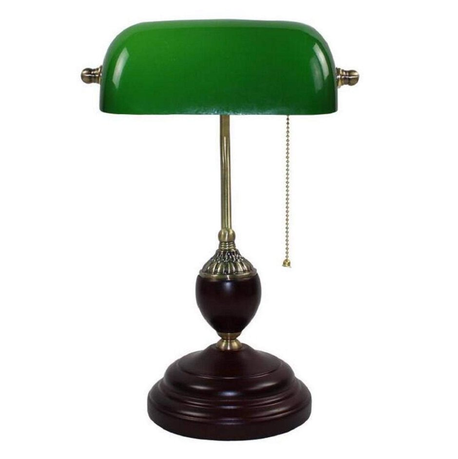 Настольная лампа с зеленым абажуром ретро