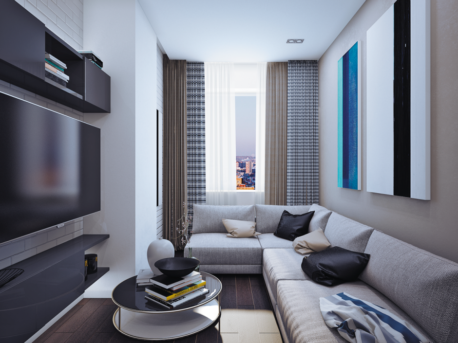 Гостиная для молодого человека в современном стиле