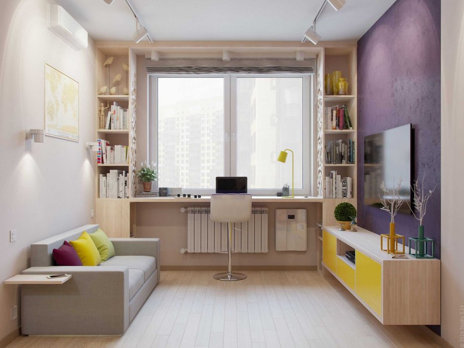 Прямоугольная детская комната для девочки