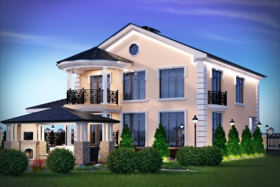 Большой двухэтажный дом