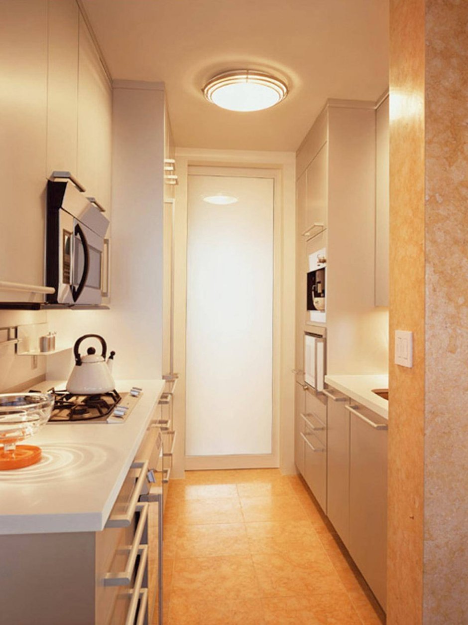 Кухня длинная и узкая интерьер