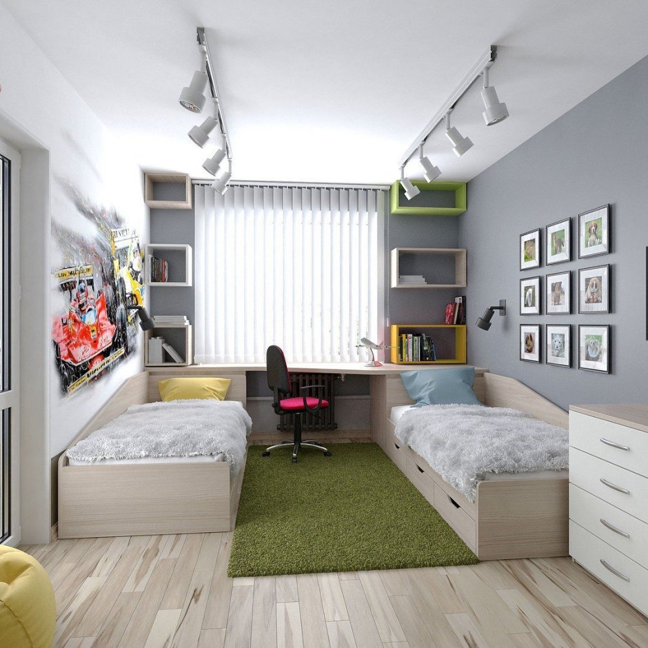 Планировка детской комнаты для двоих