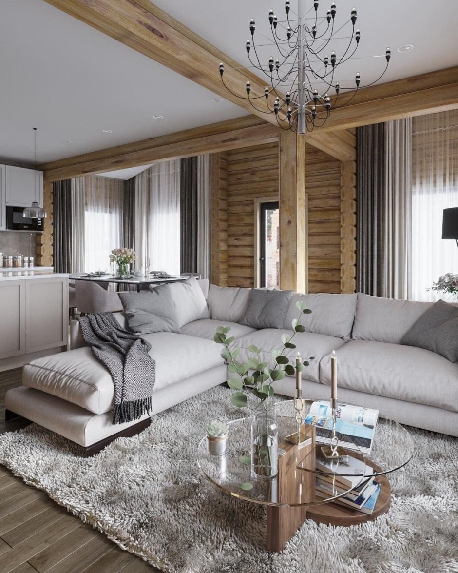 Кантри Прованс бревенчатый дом