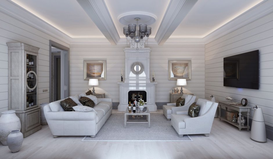 Интерьеры классика доме из клееного бруса