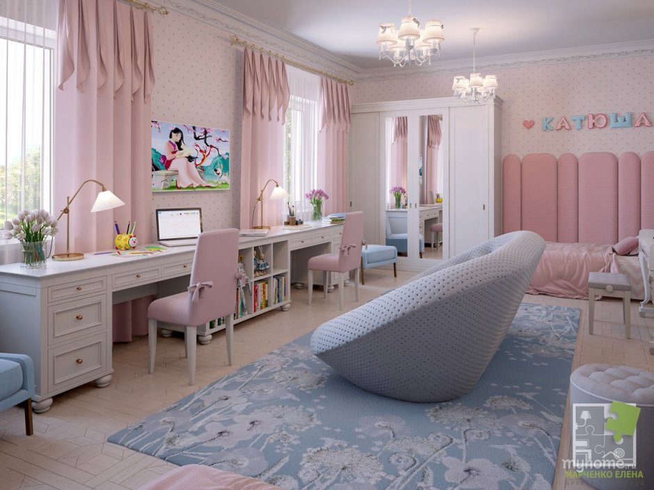 Спальня для двойняшек девочек