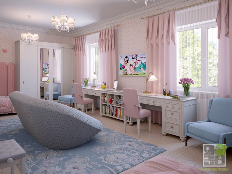 Детская с двумя окнами