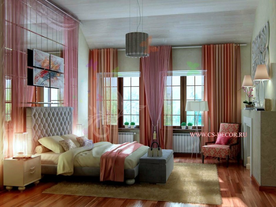 Детская с двумя окнами на одной стене