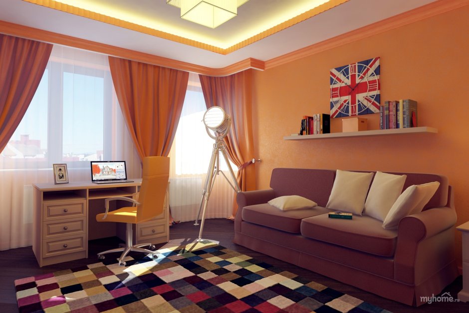 Комната для подростков с двумя окнами