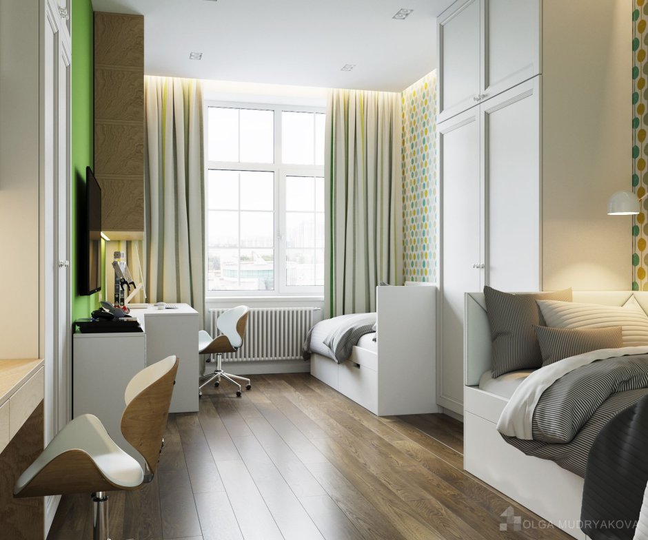 Зонирование комнаты с окном