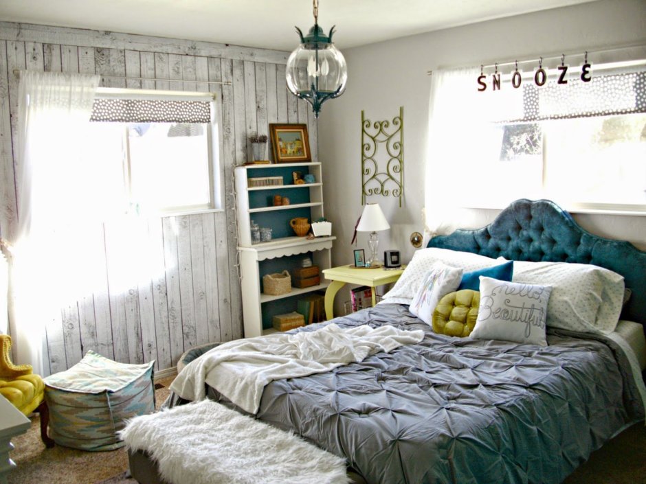 Угловая спальня детская с двумя окнами