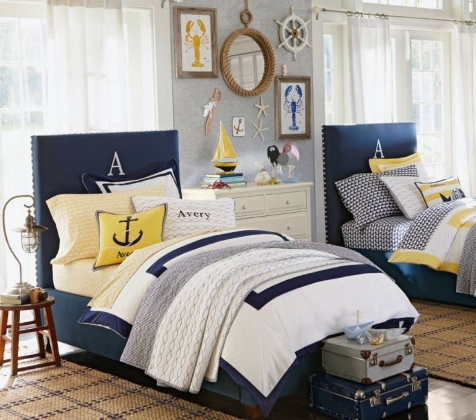 Интерьер спальни для мальчика в морском стиле