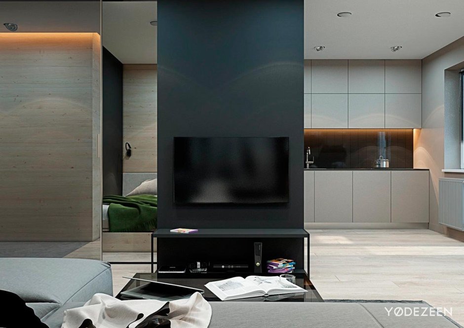 Телевизор в центре комнаты