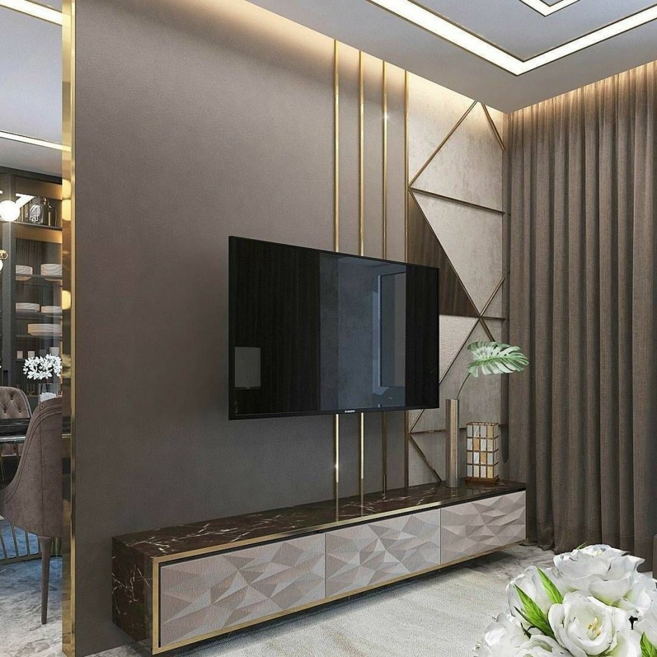 Зеркальные панели в ТВ зоне