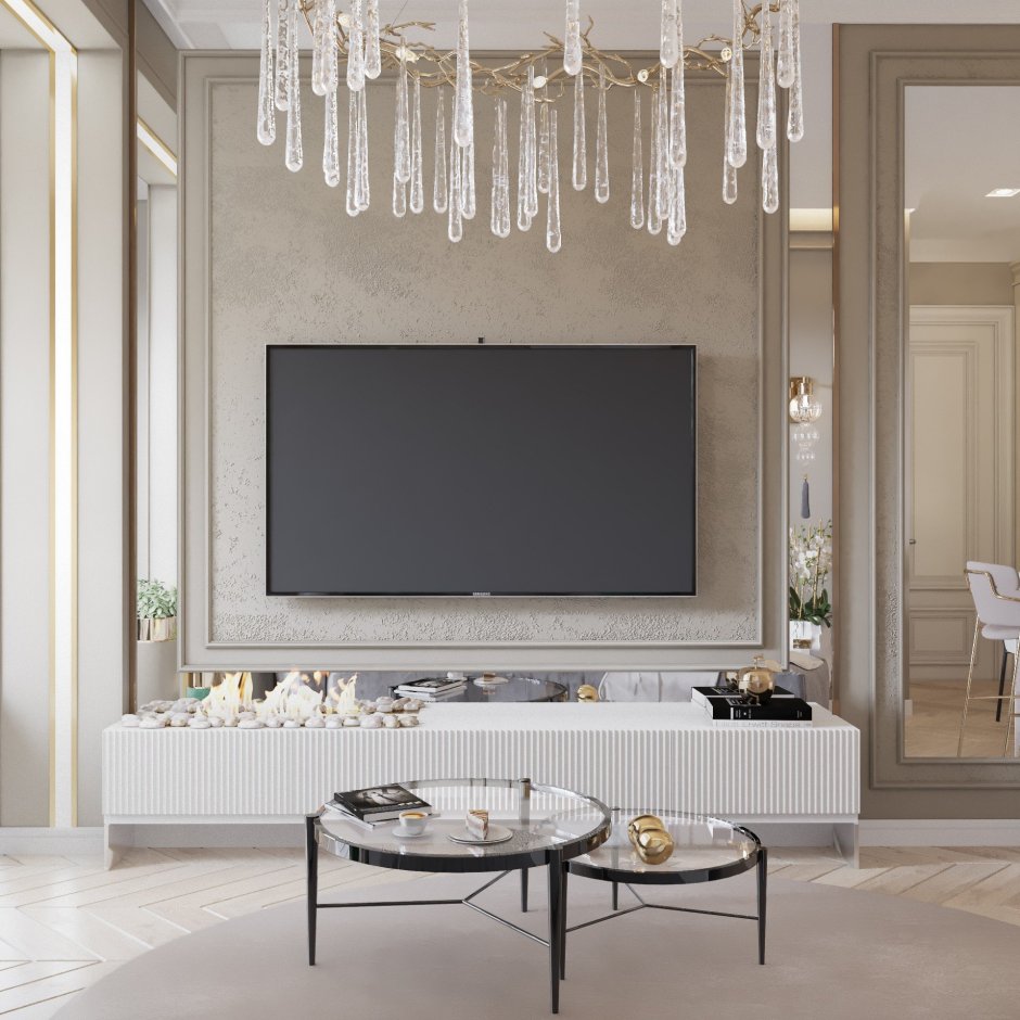 Телевизор в гостиной Неоклассика