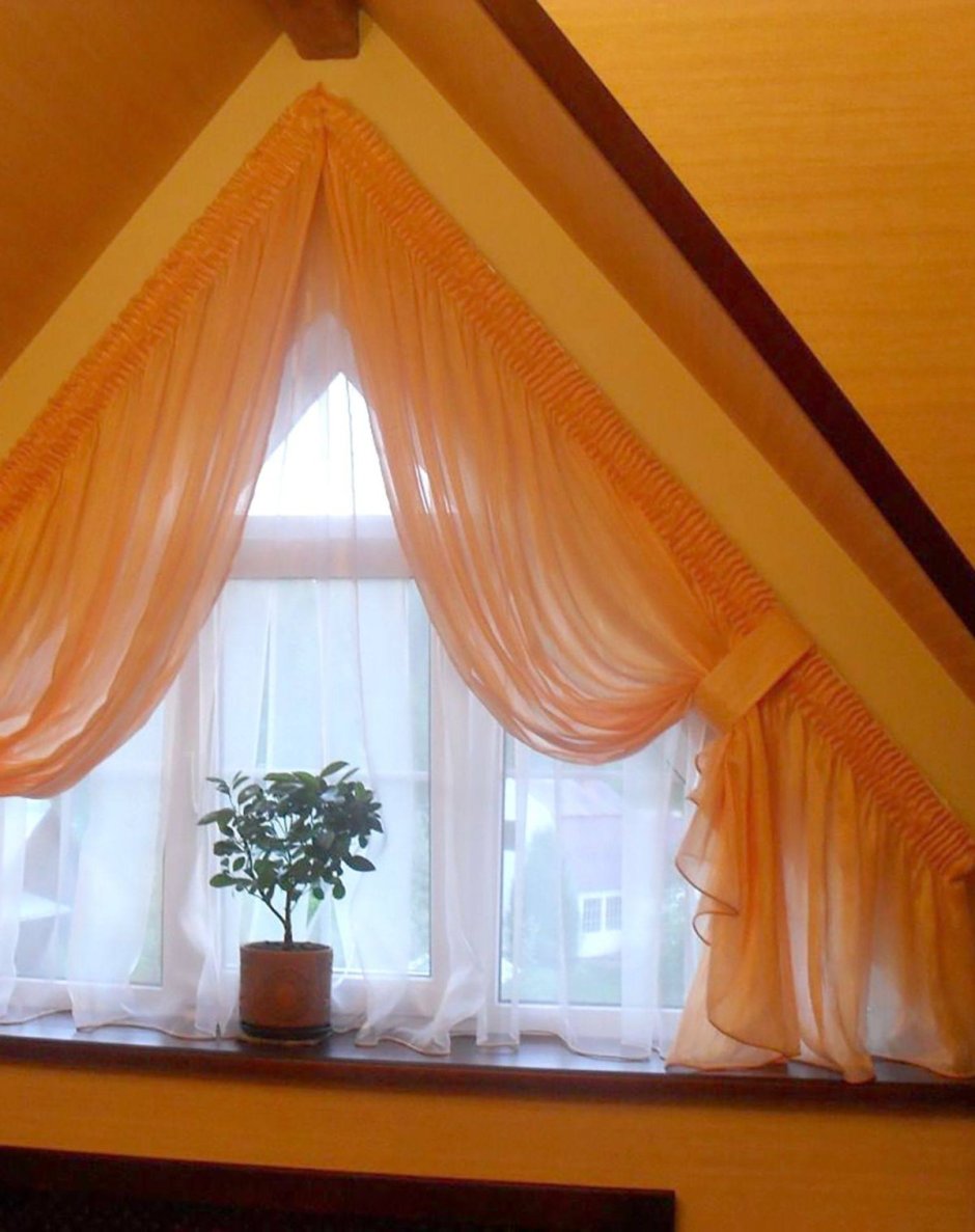 Римские шторы на треугольные окна