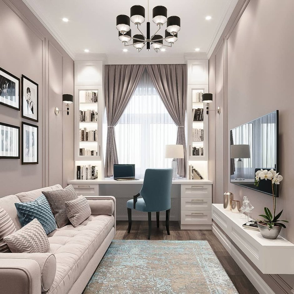 Синий диван в интерьере