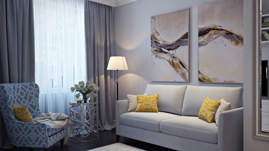 Гостевая комната с диваном в современном стиле