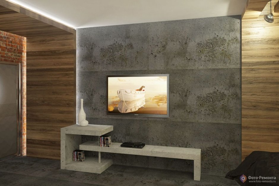 Декоративная штукатурка под дерево в интерьере