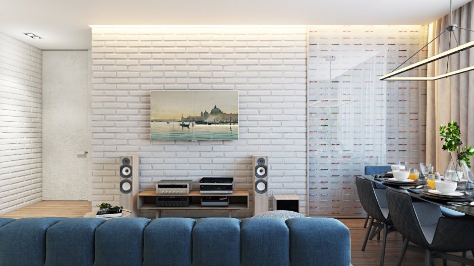 Белые кирпичики в интерьере