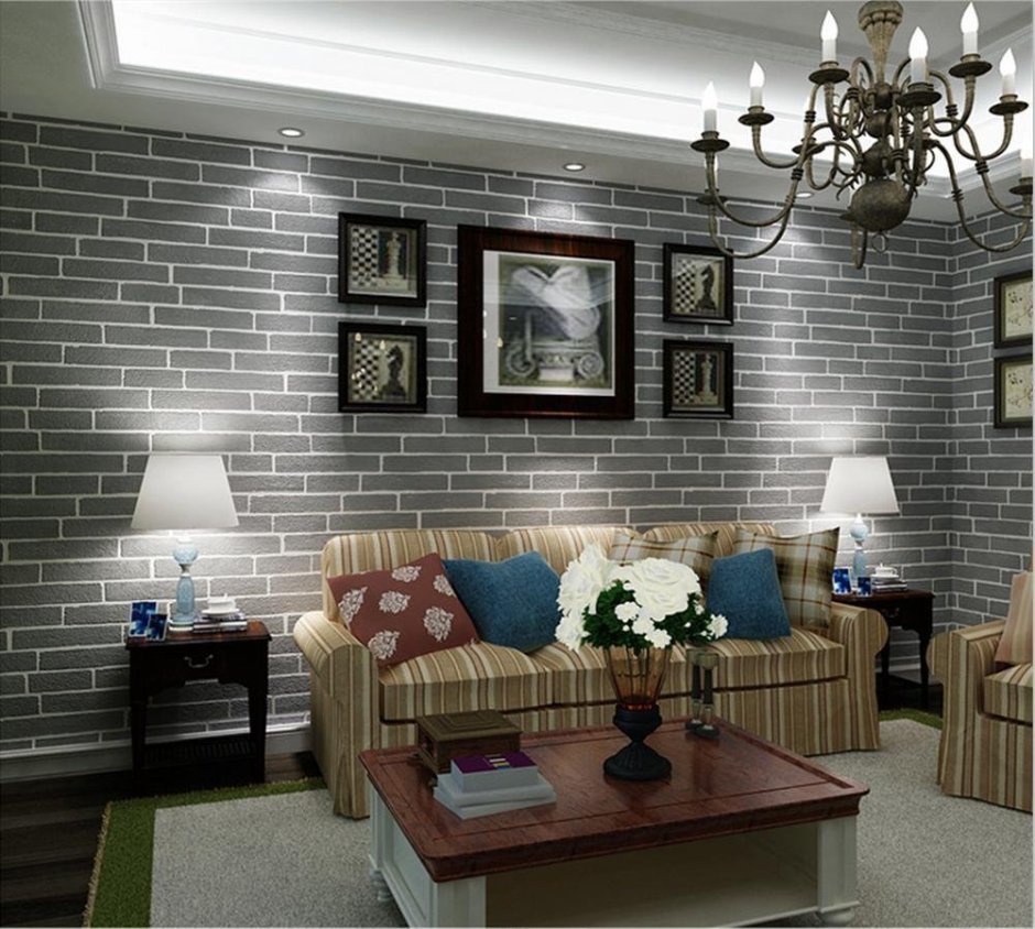 Стена под кирпич в интерьере