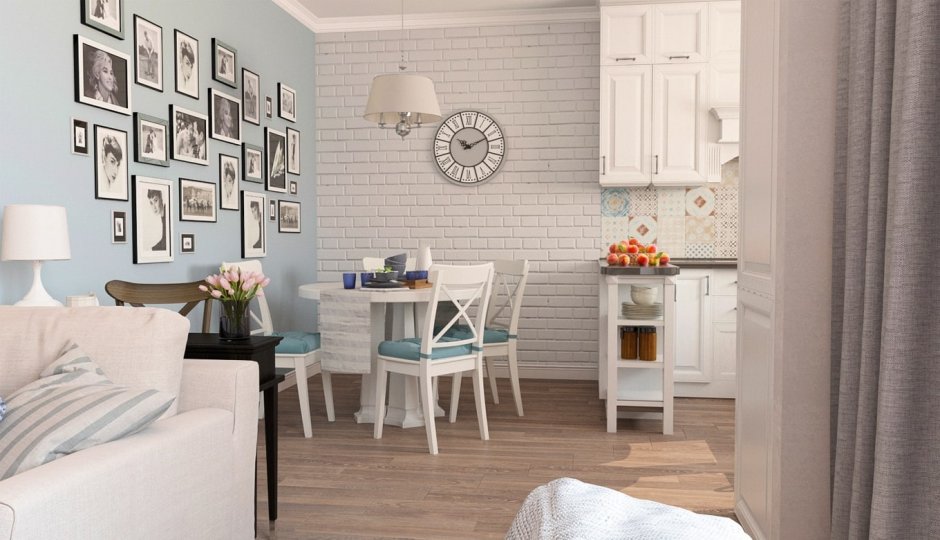 Белый кирпич в интерьере кухни