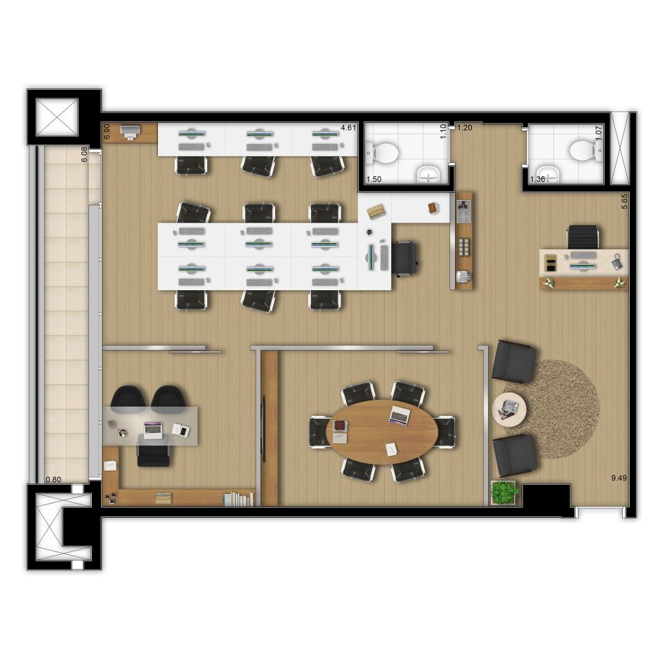 Планировка офиса 100 кв