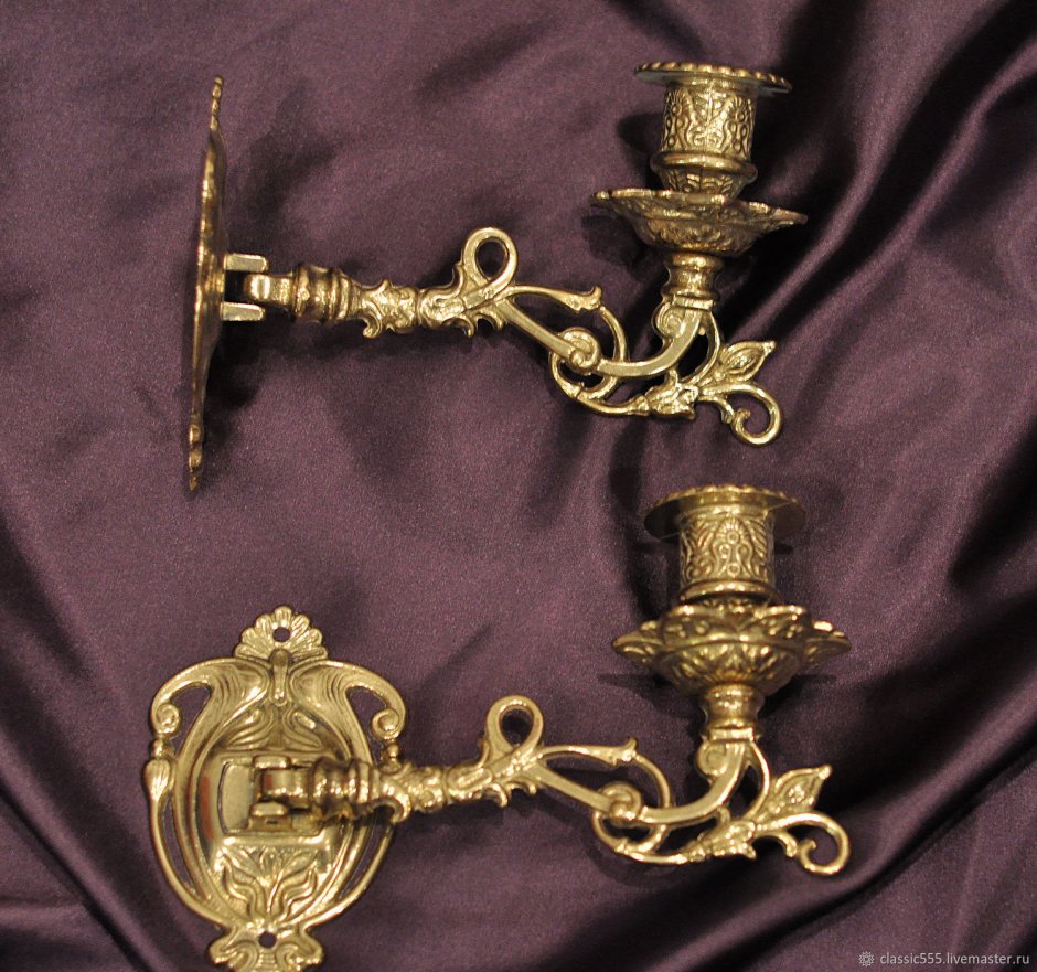 Подсвечник латунный настенный