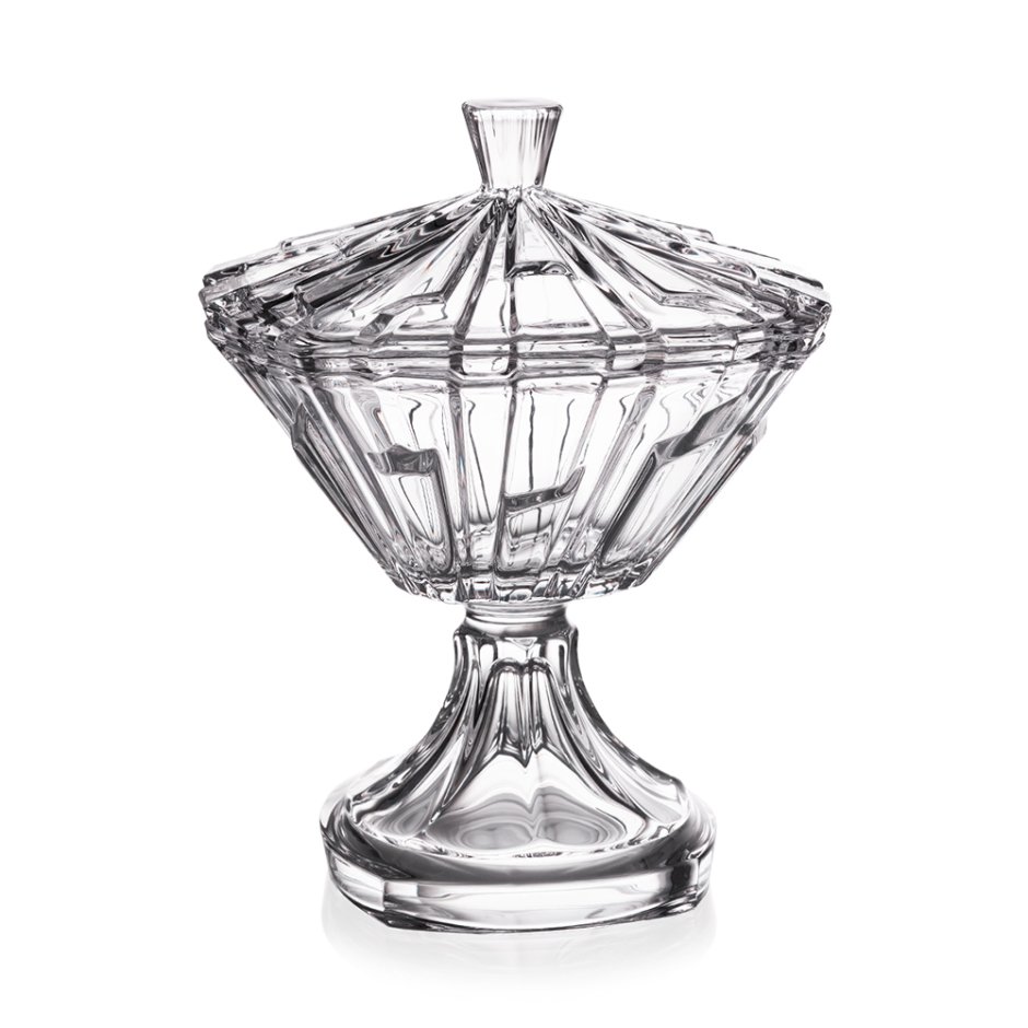 Конфетница 25см на ножке с крышкой Treasury Чехия 35039,