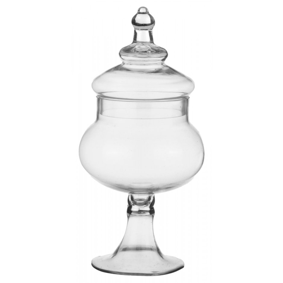 Банка декоративная стеклянная с крышкой на ножке
