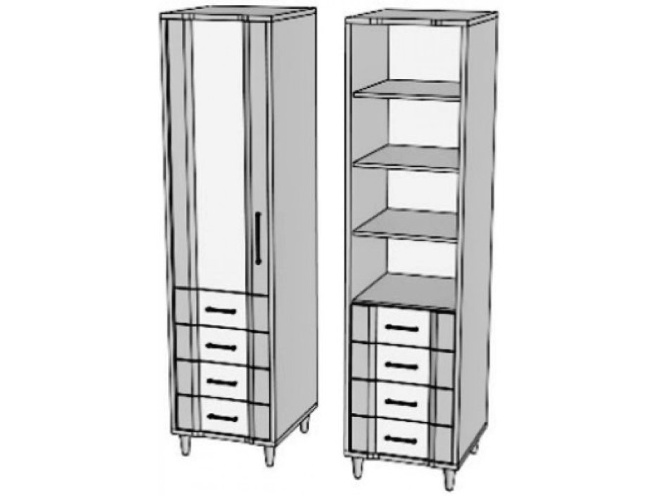 Пенал №2 600 двухдверный с ящиком п9 (Андария)